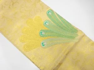 孔雀羽根に唐花模様織出し名古屋帯